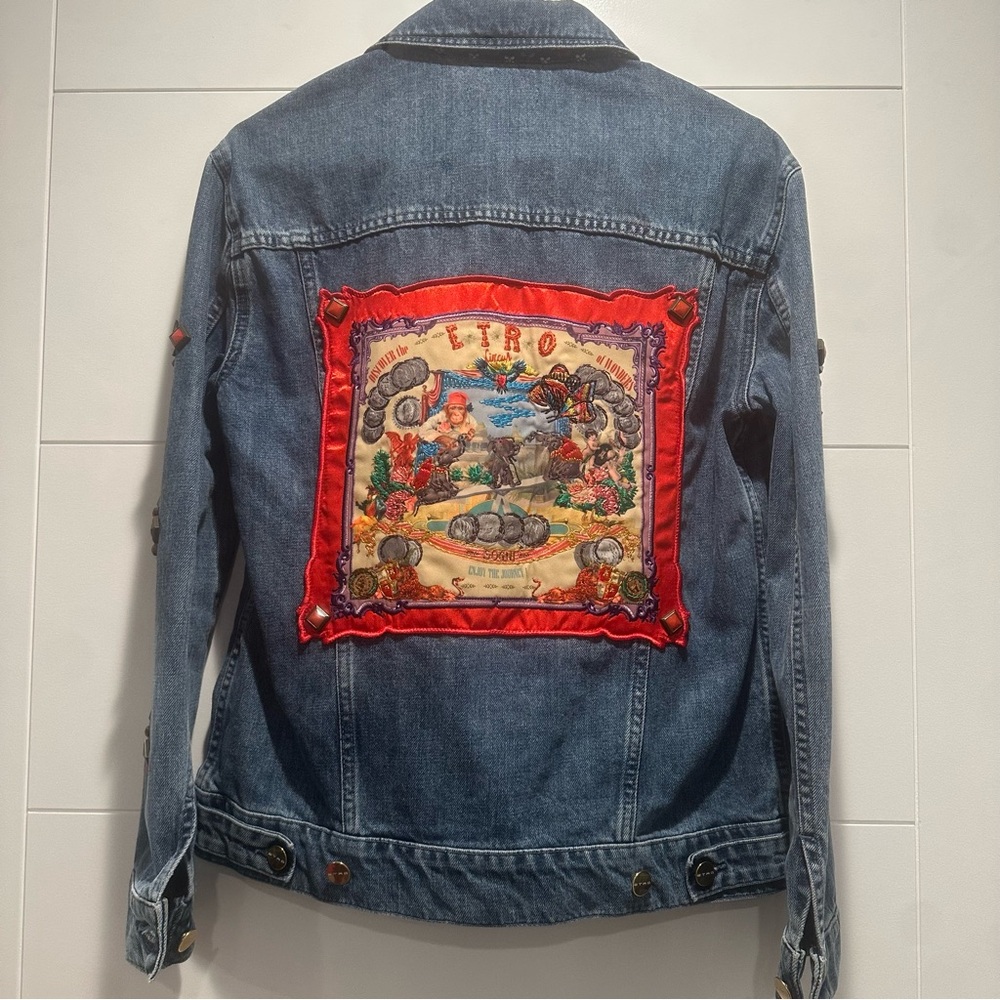 ETRO Milano Embellished Denim Jacket sz 42